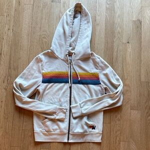 Aviator Nation vintage white 5 stripe zip up hoodie XS